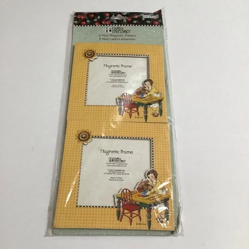 Mary Engelbreit 2 Mini Magnetic Photo Frames 3.5x3.5